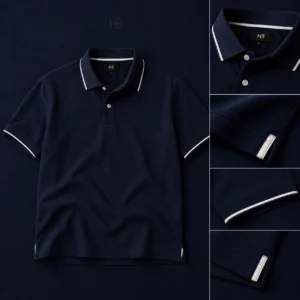 Navy Blue Tipped Polo Shirt