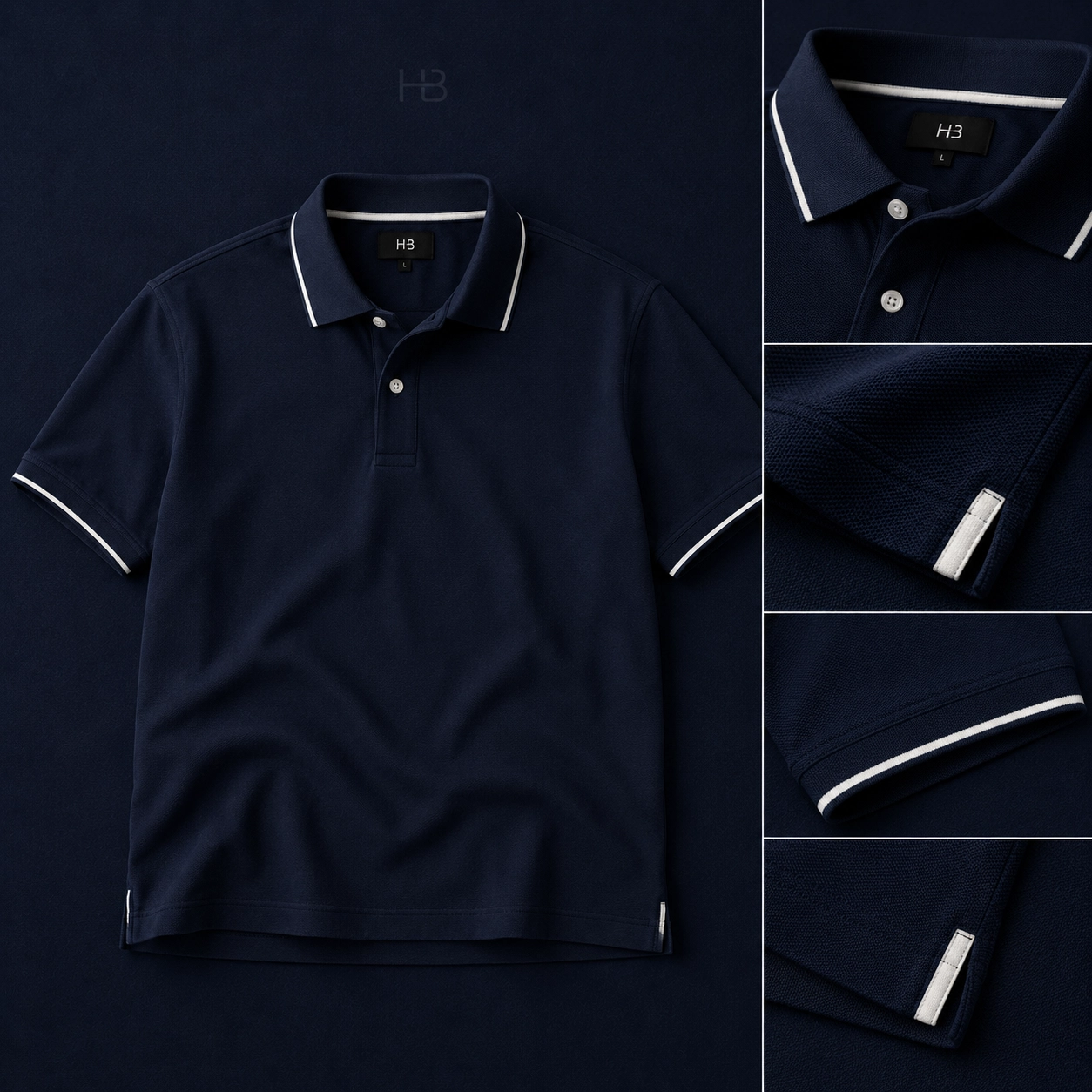 Navy Blue Tipped Polo Shirt